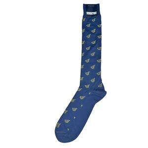 Paul Fredrick Men Long Dress Socks Blue Mercerized Cotton Blend Peru Made OS